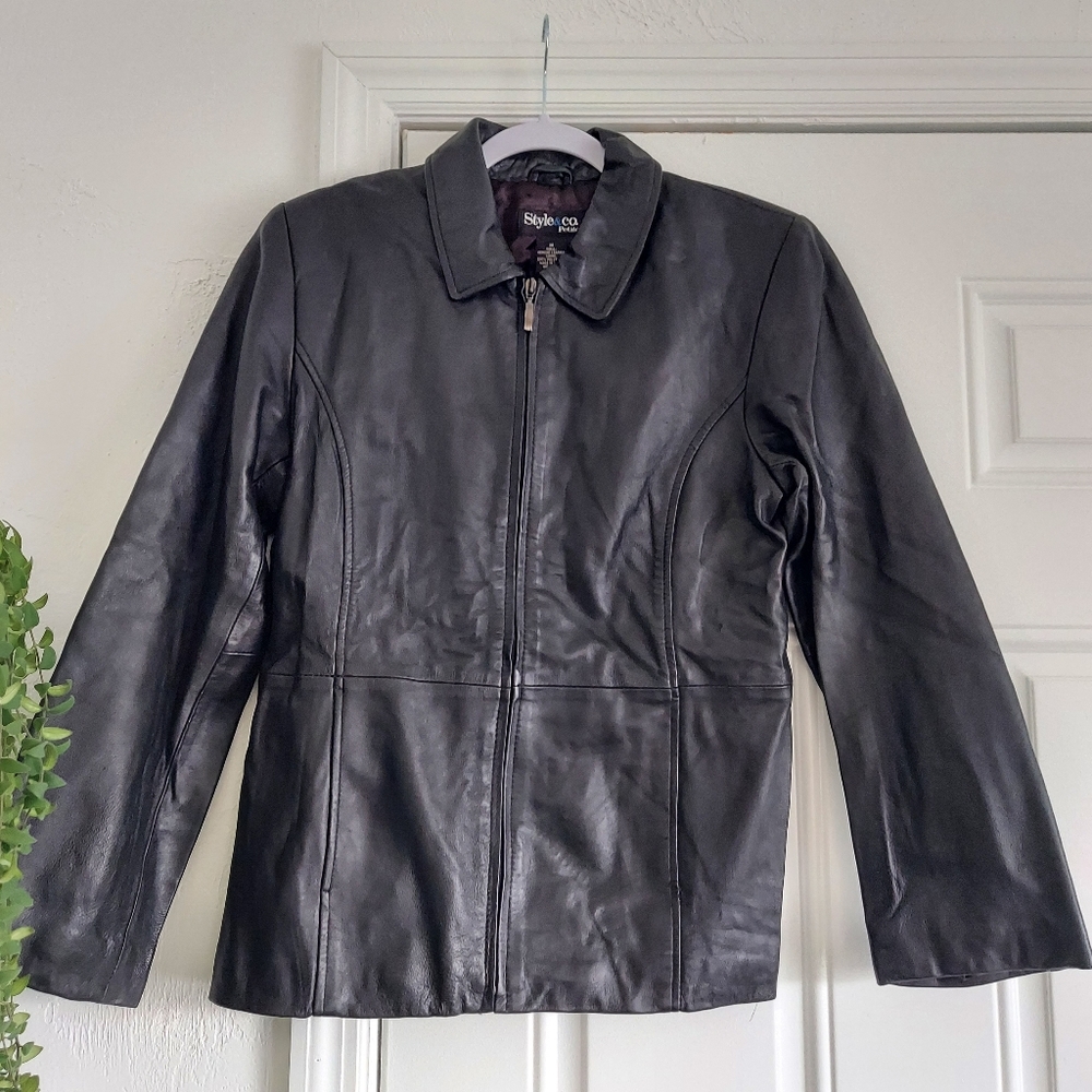 Style & Co Black Leather Jacket
